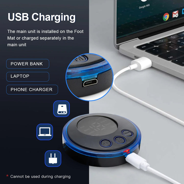 Premium Electric EMS Foot Massager - Rechargeable Pulse Muscle Stimulator with Remote Control, 8 Modes, 19 Intensity Levels