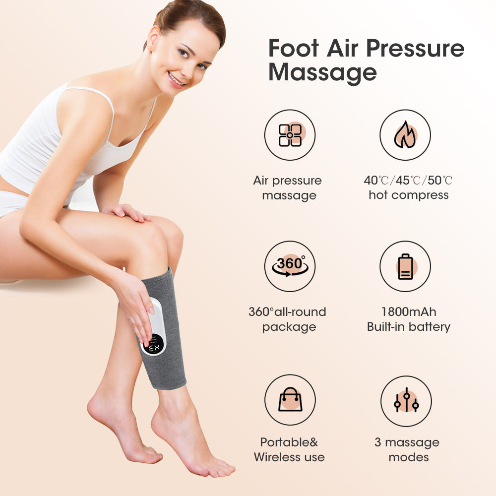 Premium Electric Leg Massager - 360° Air Compression Calf & Thigh Massager with Heat, Three Massage Modes, and Long-Lasting 