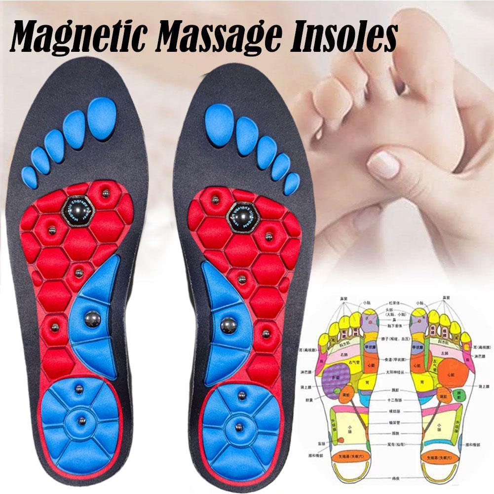 Premium Acupressure Foot Insoles for Men & Women - Orthopedic Gel Magnetic Shoe Inserts for Fatigue Relief, Odor Control  