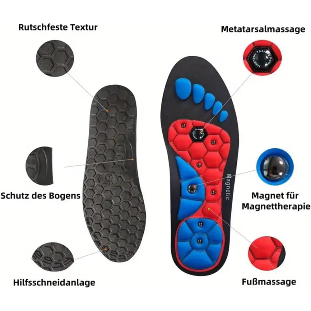 Premium Acupressure Foot Insoles for Men & Women - Orthopedic Gel Magnetic Shoe Inserts for Fatigue Relief, Odor Control  