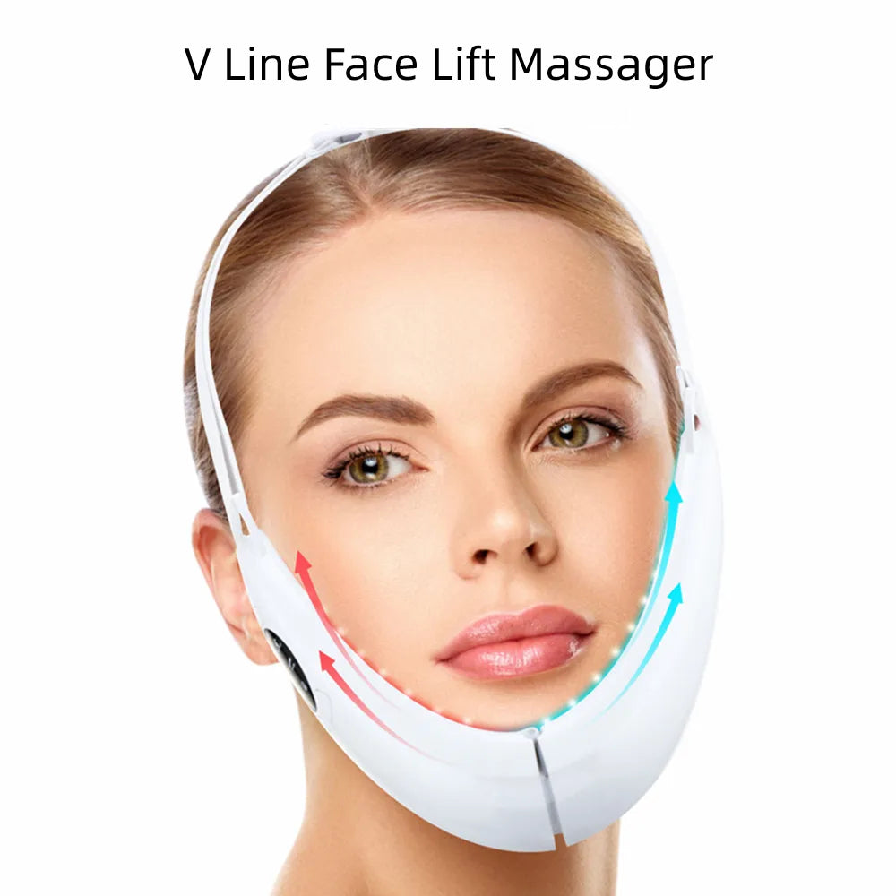 Luxury V Face Massager – 5 Modes Red & Blue Light Facial Beauty Device, Anti-Aging, Skin Tightening, Lifting V-Line Instrument, Rechargeable, Lightweight Design for Home Spa Treatments - StrengthXPhysiotherapy
