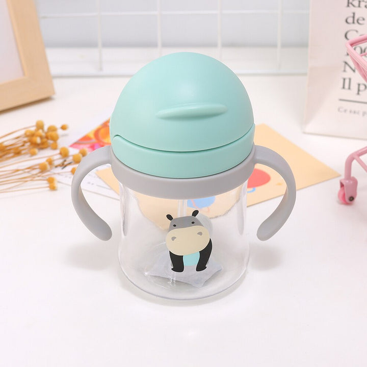 Premium 250ml Kids Water Cup – Anti-Choke, Spill-Proof, with Suction Ball & Straw, Cute Cartoon Design, Ideal for Toddlers 