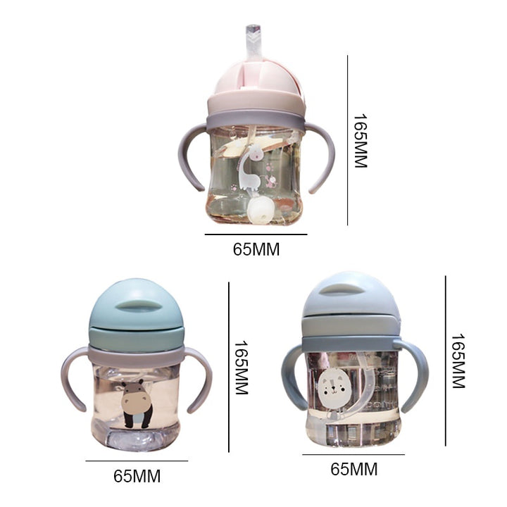 Premium 250ml Kids Water Cup – Anti-Choke, Spill-Proof, with Suction Ball & Straw, Cute Cartoon Design, Ideal for Toddlers 