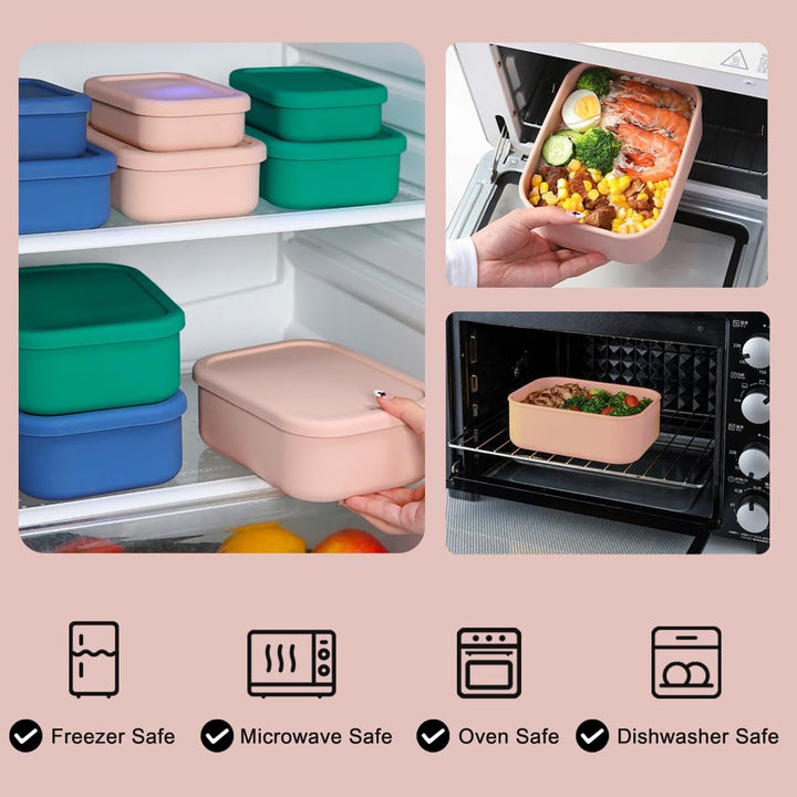 Premium Leak-Proof Bento Lunch Box – Reusable Silicone Meal Prep Container, BPA-Free, Microwave & Dishwasher Safe, Perfect  