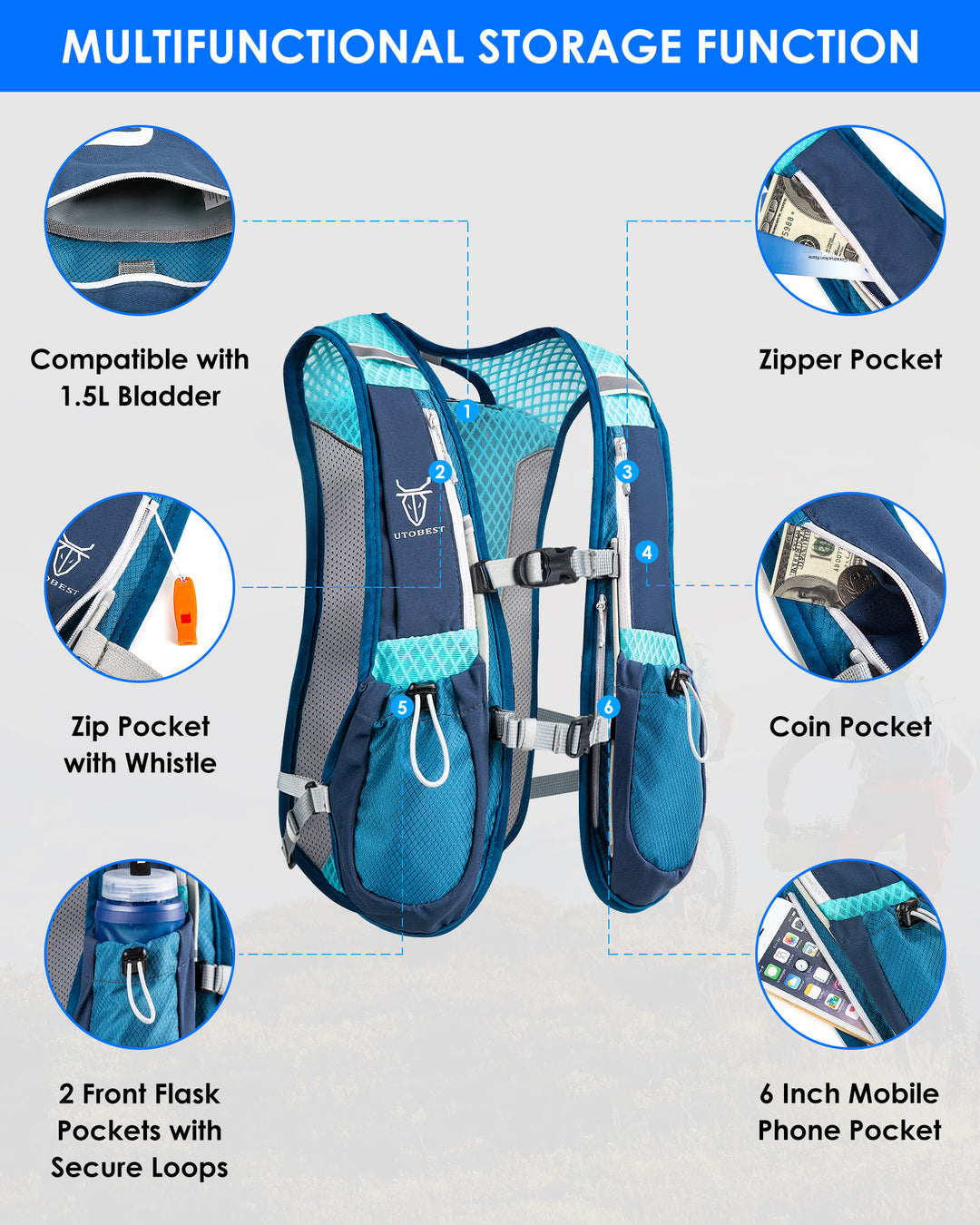 Premium Hydration Running Backpack – 5L Ultra-Lightweight Breathable Vest for Marathon, Cycling, and Hiking – Comfortable,