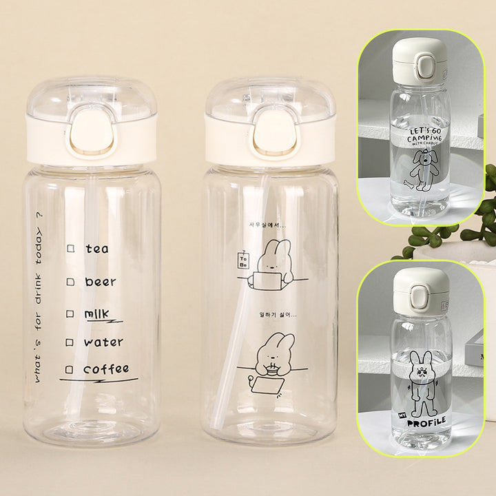 Premium 600ml Eco-Friendly Water Bottle with Straw - Large Capacity, Drop-Resistant, Portable PC Plastic Cup for Home, 