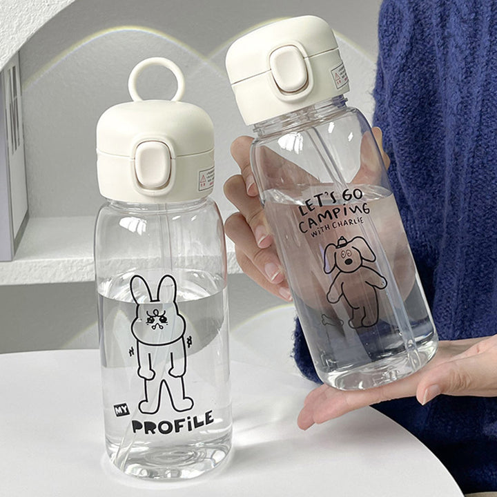Premium 600ml Eco-Friendly Water Bottle with Straw - Large Capacity, Drop-Resistant, Portable PC Plastic Cup for Home, 