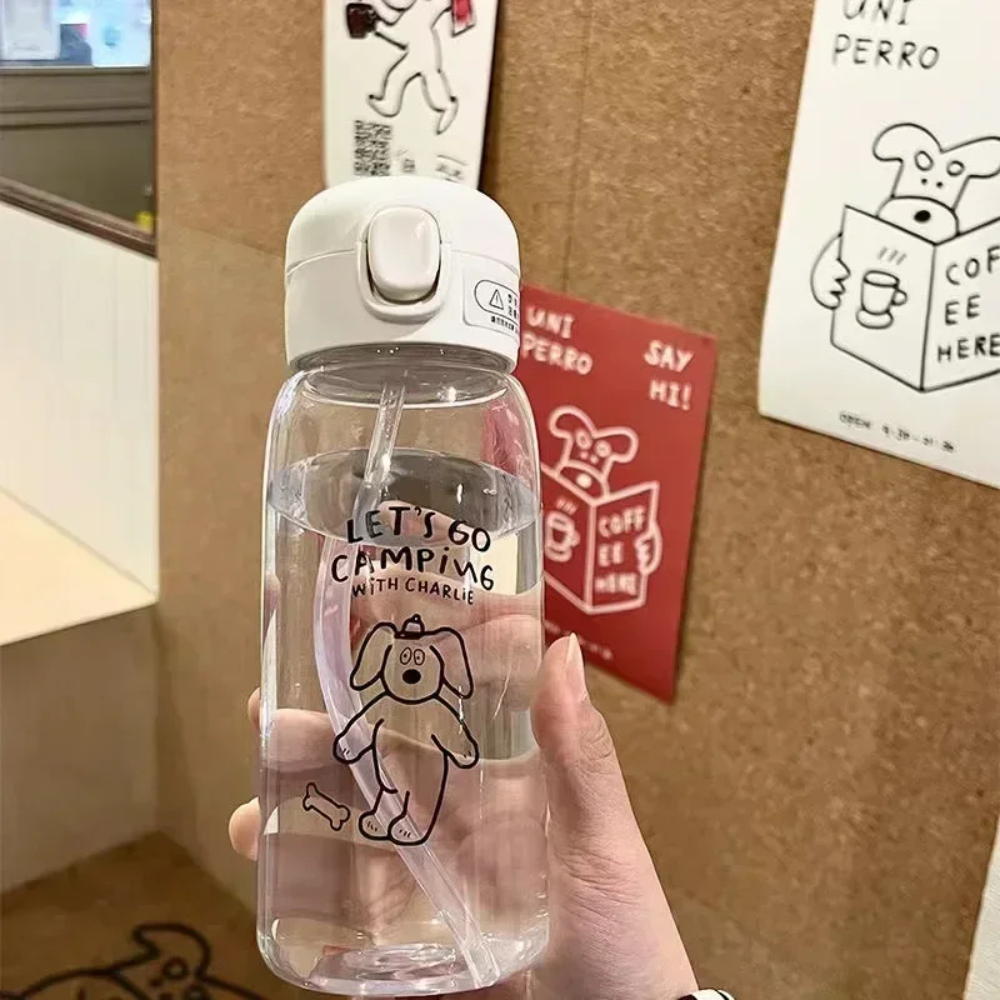 Premium 600ml Eco-Friendly Water Bottle with Straw - Large Capacity, Drop-Resistant, Portable PC Plastic Cup for Home, 