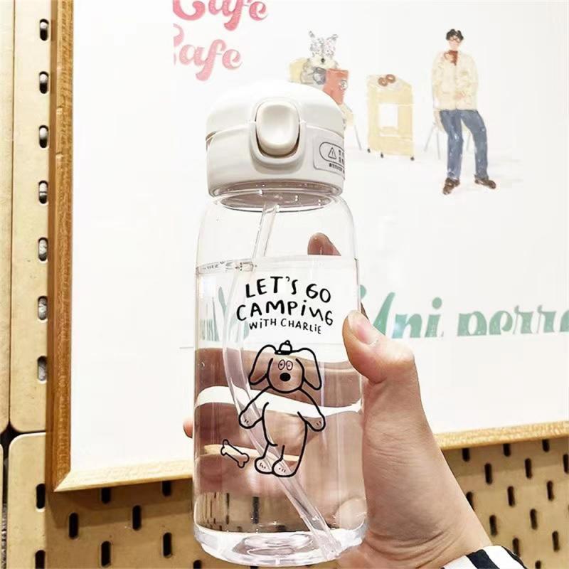 Premium 600ml Eco-Friendly Water Bottle with Straw - Large Capacity, Drop-Resistant, Portable PC Plastic Cup for Home, 
