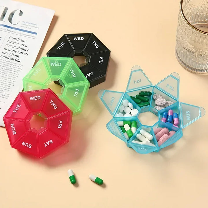 Premium Mini Portable Pill Organizer – Weekly Travel Tablet Holder, Compact 7-Day Storage Box for Pills, Vitamins, and  