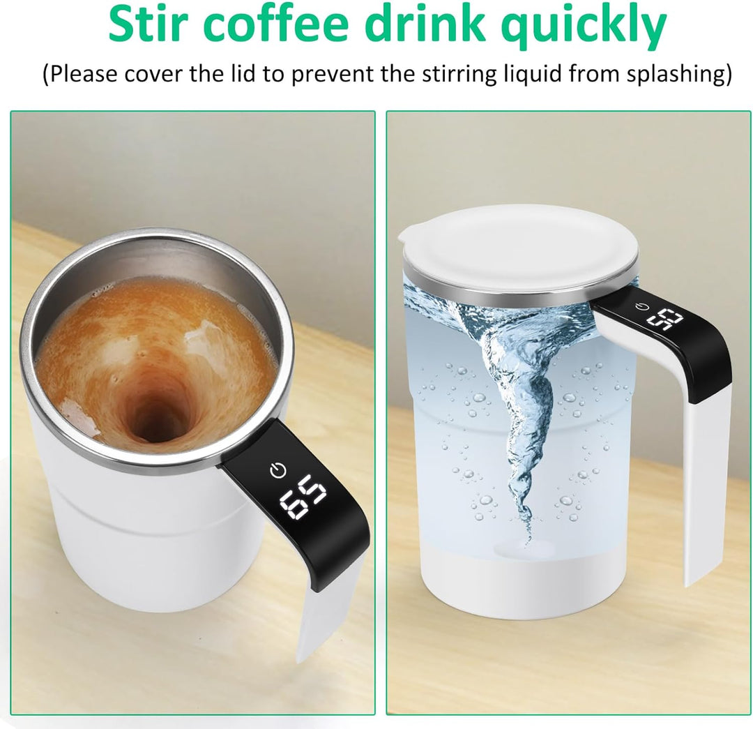 Premium Self Stirring Magnetic Mug – USB Rechargeable Smart Coffee & Tea Cup with LCD Temperature Display – Automatic 