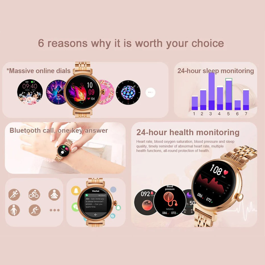 Premium Luxury Women's Smartwatch – Heart Rate, Blood Oxygen, Sleep Monitoring, Bluetooth Call, Diamond Bracelet, 1.32" HD Display, IP67 Waterproof, Fitness Tracker, Multi-Sport Modes - StrengthXPhysiotherapy