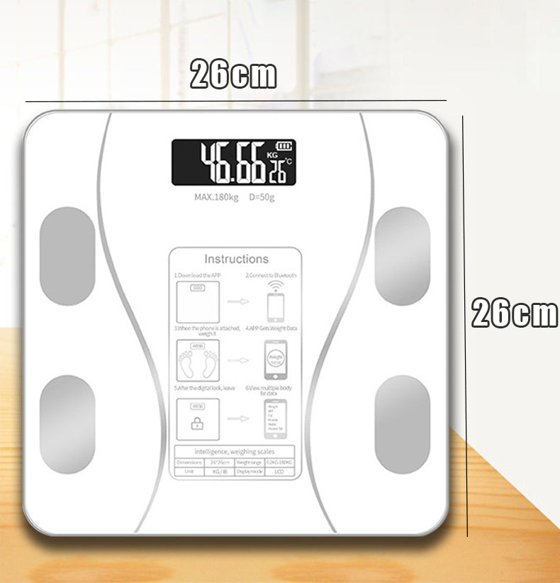 Premium Smart Digital Body Weight Scale – Wireless Fat Analyzer with Smartphone App, Tempered Glass Design, Available in, 