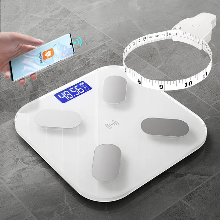 Premium Smart Digital Body Weight Scale – Wireless Fat Analyzer with Smartphone App, Tempered Glass Design, Available in, 