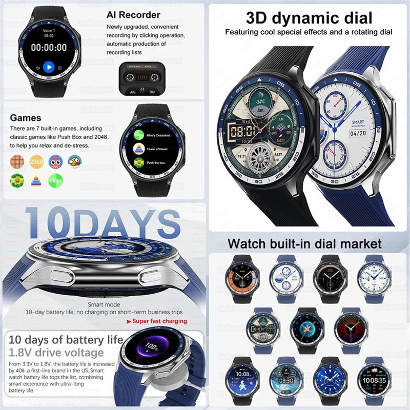 Premium Smartwatch for Men – 1.43'' 3D Surround Vision Display, 4GB RAM, 32GB Storage, Bluetooth Calling, Waterproof, Heart 