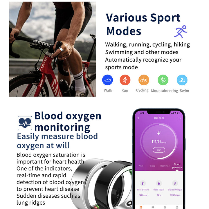 Premium Smart Ring for Health Monitoring – Military Grade Titanium, Waterproof IP68 & 3ATM, Multi-Sport Modes, Heart Rate &