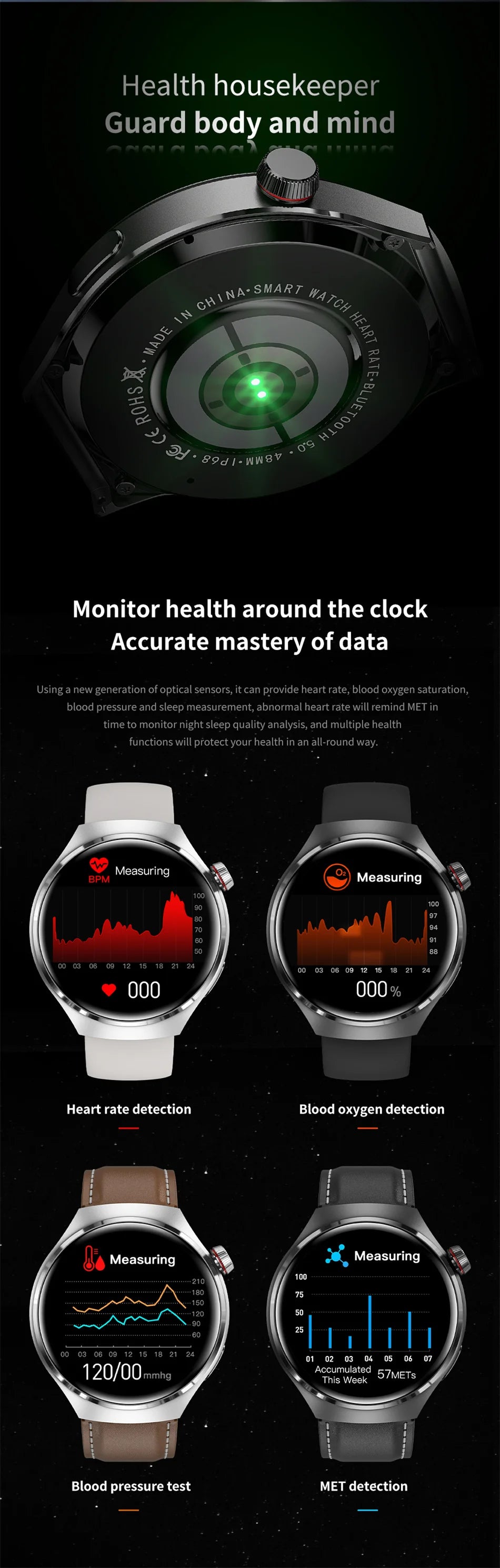 Premium GPS Smart Watch for Men & Women | 360° AMOLED Display, NFC, Bluetooth Call, IP68 Waterproof, Heart Rate Monitor, Fitness Tracker, Sleep Monitoring, Multi-Sport Modes - StrengthXPhysiotherapy