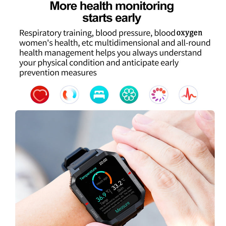 Premium GPS Fitness Tracker Smartwatch with 1.99 Inch HD Screen, Heart Rate, Blood Pressure, ECG, Blood Oxygen Monitoring – Bluetooth Call, NFC, 100+ Exercise Modes, Waterproof - StrengthXPhysiotherapy