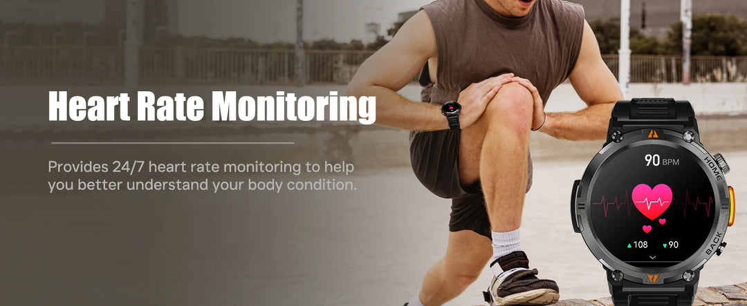 Premium Smart Watch for Men, Bluetooth Call, Full Touchscreen, Health Monitor, IP68 Waterproof, Fitness Tracker, Flashlight, Custom Faces, iOS & Android Compatible - StrengthXPhysiotherapy