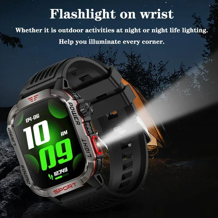 Premium GPS Smartwatch for Men – 2.01" HD Display, Waterproof, Bluetooth Calling, Compass, Flashlight, Fitness Tracker, 600m 