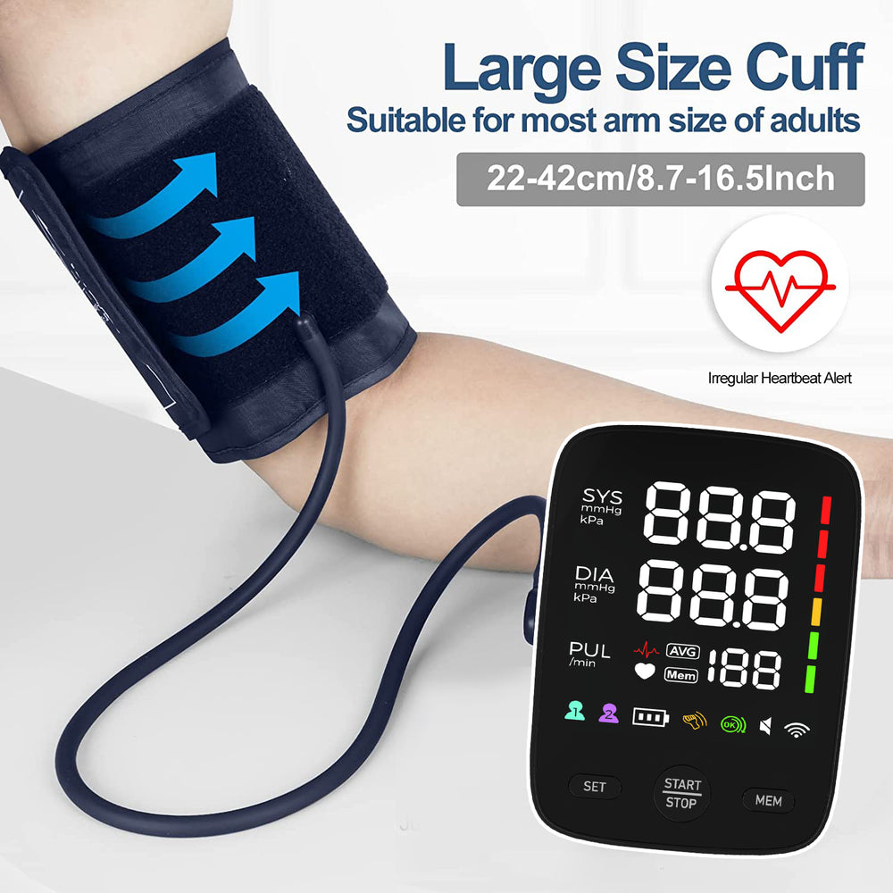 Premium Automatic Upper Arm Blood Pressure Monitor – LED Backlit Screen, 2X120 Memory Groups, Adjustable BP Cuff, Electronic