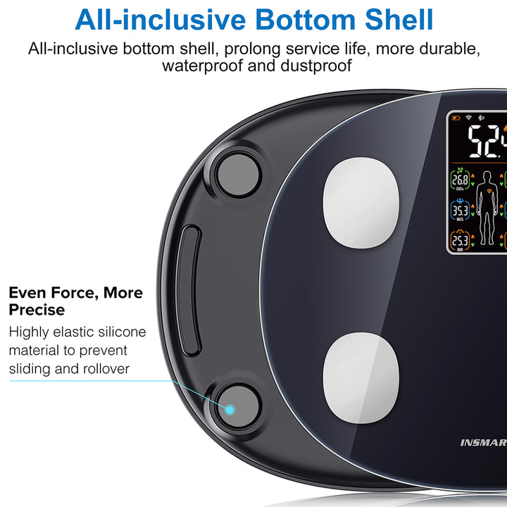 Premium Smart Body Weight Scale – Bluetooth Digital Scale with Large LCD Display, Tracks BMI, Body Fat, Muscle Mass, 