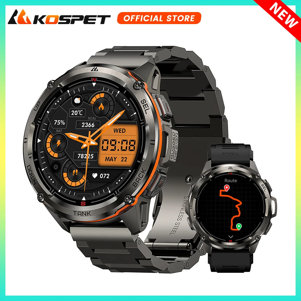 Premium Ultra GPS Smartwatch for Men, 470mAh AMOLED Fitness Tracker, Bluetooth, Digital Watch with AOD, Heart Rate Monitor, Activity Tracker & More - StrengthXPhysiotherapy