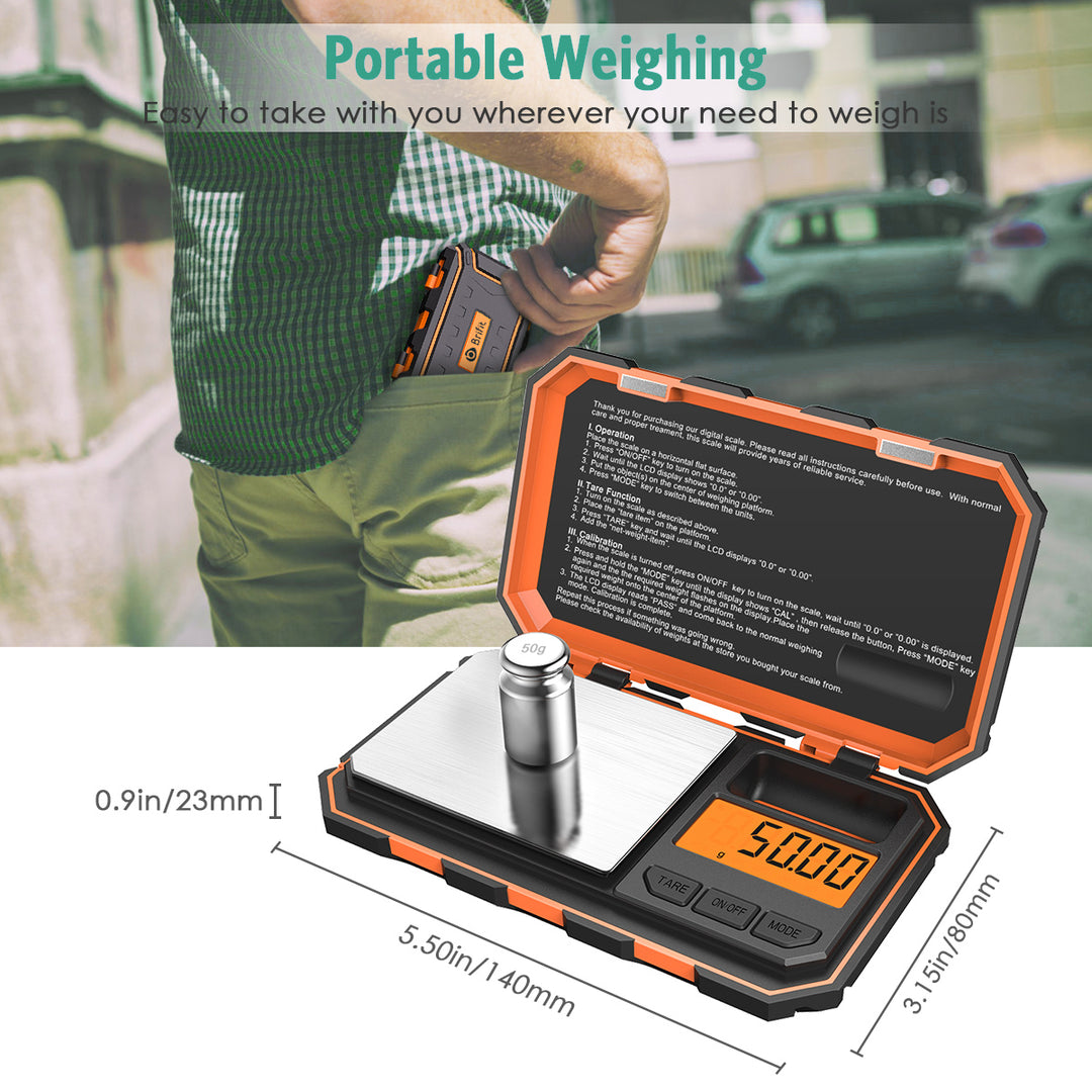 Premium Digital Pocket Scale – 200g Capacity, 0.01g Precision, Multi-Unit Conversion, Calibration Weight Included for Food, 