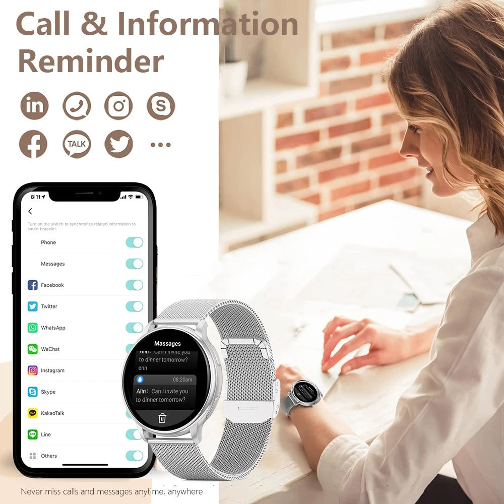 Premium Smartwatch for Women – Bluetooth Call, 100+ Sports Modes, Fitness Tracker, DIY Dials, Stylish Rosegold Design, Waterproof, Compatible with iOS & Android - StrengthXPhysiotherapy