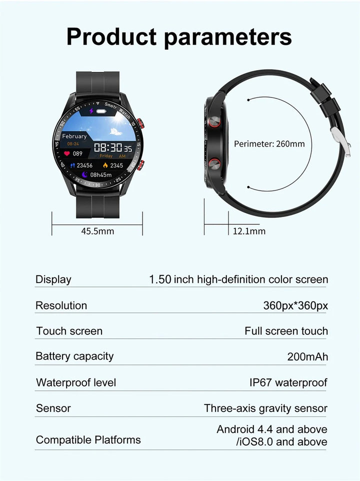 Premium Smartwatch for Men – Full Circle Touch Screen, Bluetooth Call, Waterproof, Heart Rate & Blood Pressure Monitoring, Sports Activity Tracker - StrengthXPhysiotherapy