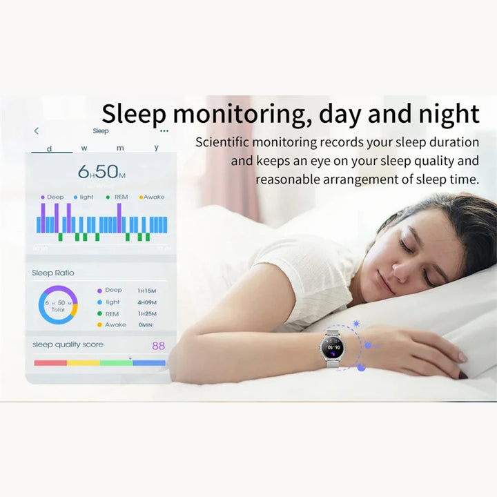 Premium Fashion Smartwatch for Women, 1.04" AMOLED Screen, Bluetooth Call, Metal Body, IP68 Waterproof, Heart Rate, Music Control, Sleep & Fitness Tracking, Multiple Sports Modes - StrengthXPhysiotherapy