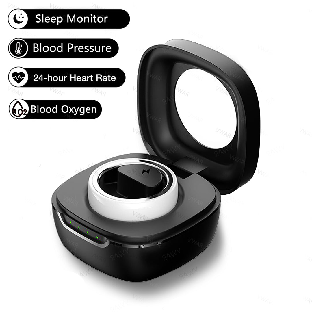 Premium Smart Fitness Ring with Charging Case - Heart Rate, Sleep & Health Monitoring, Blood Oxygen Detection, IPX8 