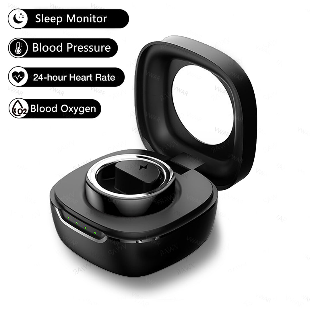 Premium Smart Fitness Ring with Charging Case - Heart Rate, Sleep & Health Monitoring, Blood Oxygen Detection, IPX8 