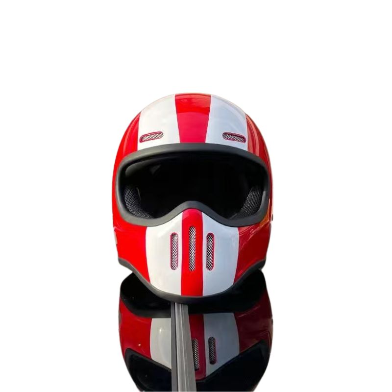 Premium Full Face Motorcycle Helmet – Retro Tokyo Style, Fiberglass, Clear Visor, Japan TT Design, Casco Moto for Men & Women