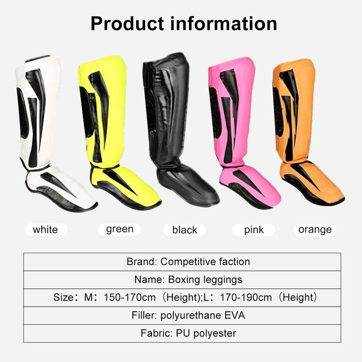 Premium Kickboxing Shin Guard Pads – Muay Thai, Boxing, MMA Leg Protector, Sanda, Wushu, Taekwondo Ankle Guards for Men & Women, EVA Soft PU Leather, Sizes S/M/L - StrengthXPhysiotherapy