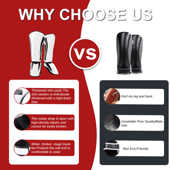 Premium Kickboxing Shin Guard Pads – Muay Thai, Boxing, MMA Leg Protector, Sanda, Wushu, Taekwondo Ankle Guards for Men & Women, EVA Soft PU Leather, Sizes S/M/L - StrengthXPhysiotherapy