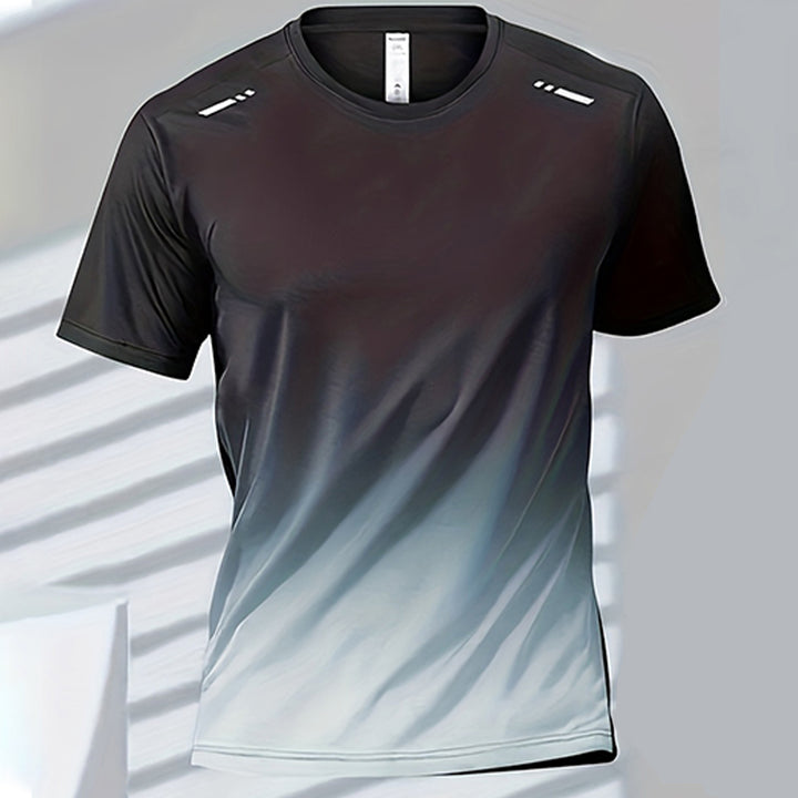 Premium Men's Sports T-Shirt – Quick Dry Casual Running & Boxing Top, Short Sleeve Badminton & Training Shirt, Gradient Design