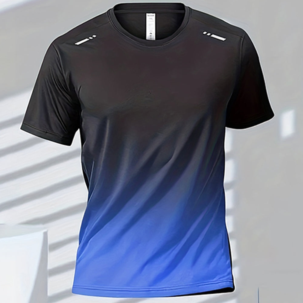 Premium Men's Sports T-Shirt – Quick Dry Casual Running & Boxing Top, Short Sleeve Badminton & Training Shirt, Gradient Design
