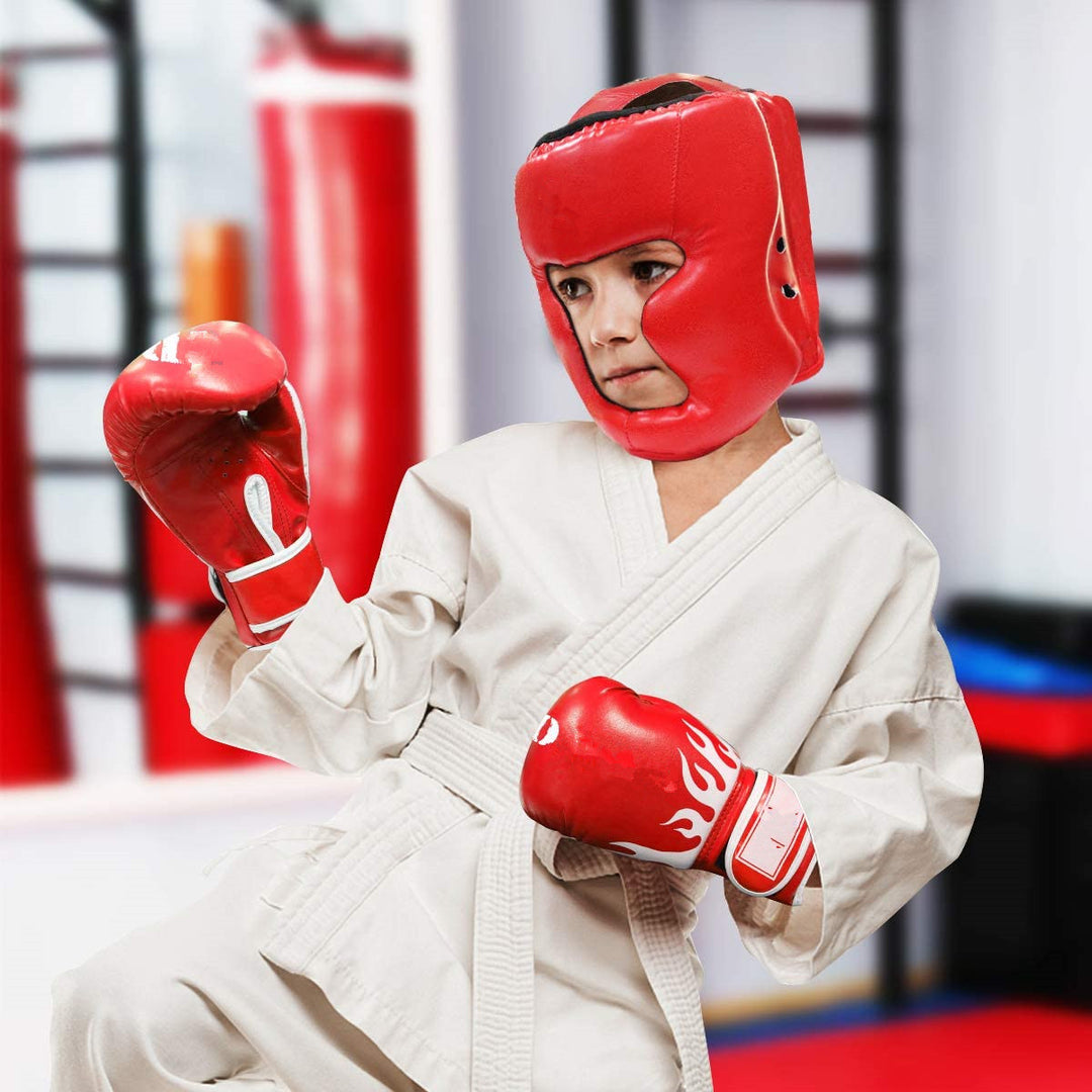 Premium Boxing Headgear for Children & Adults – Karate, Muay Thai, MMA, Sanda Training Safety Helmet, PU Leather, Adjustable