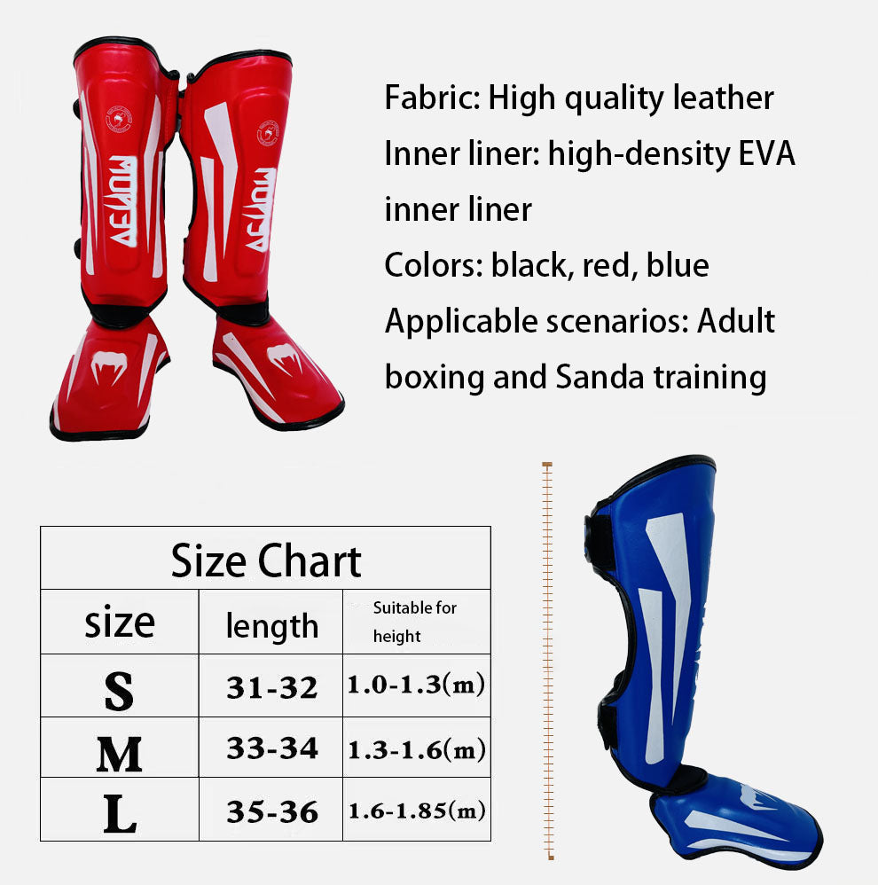 Premium Muay Thai Leg Protectors – High Quality Sanda Fighting Combo with Thickened Back Guard, Durable Leg Guards 