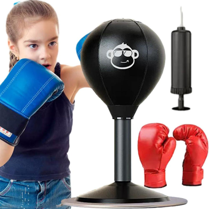 Premium Stress Relief Punching Bag – Desktop Boxing Speed Ball with Suction Cup Base – Inflatable Foam Spring for Reflex & 