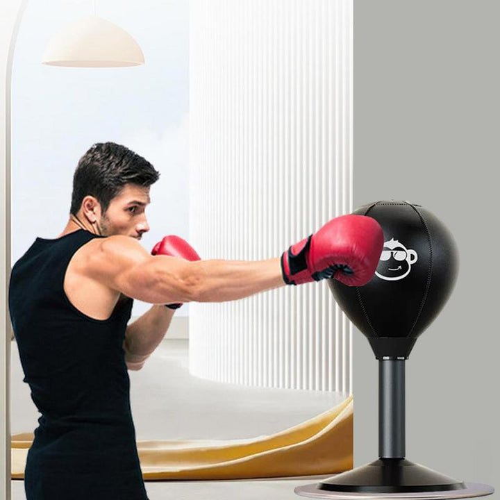Premium Stress Relief Punching Bag – Desktop Boxing Speed Ball with Suction Cup Base – Inflatable Foam Spring for Reflex & 