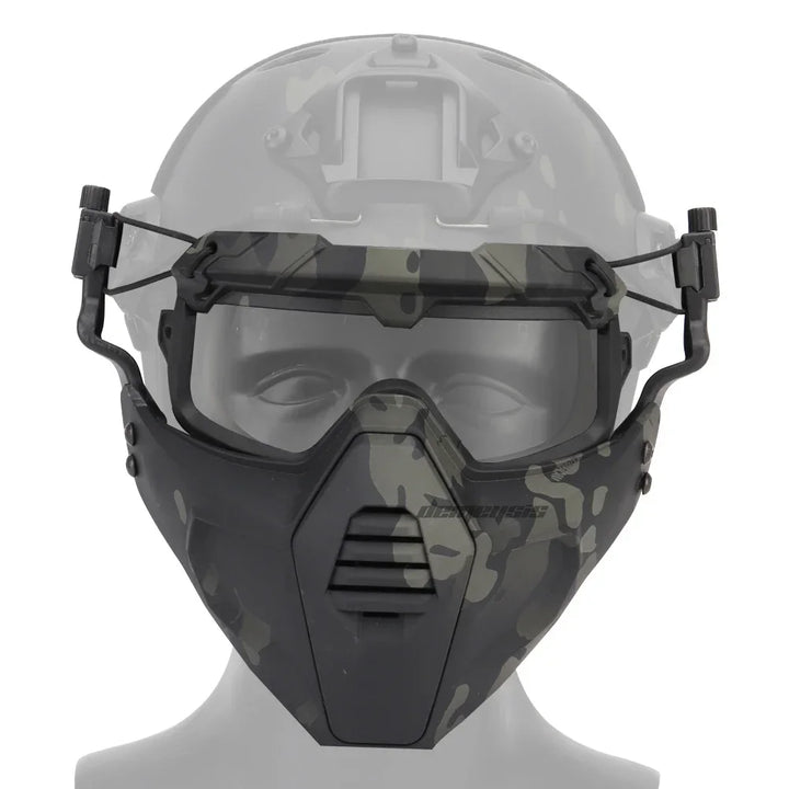 Premium Tactical FAST Helmet Half Face Mask with Flip Goggles – Hunting, Airsoft, Paintball Mask, Helmet Accessories for 