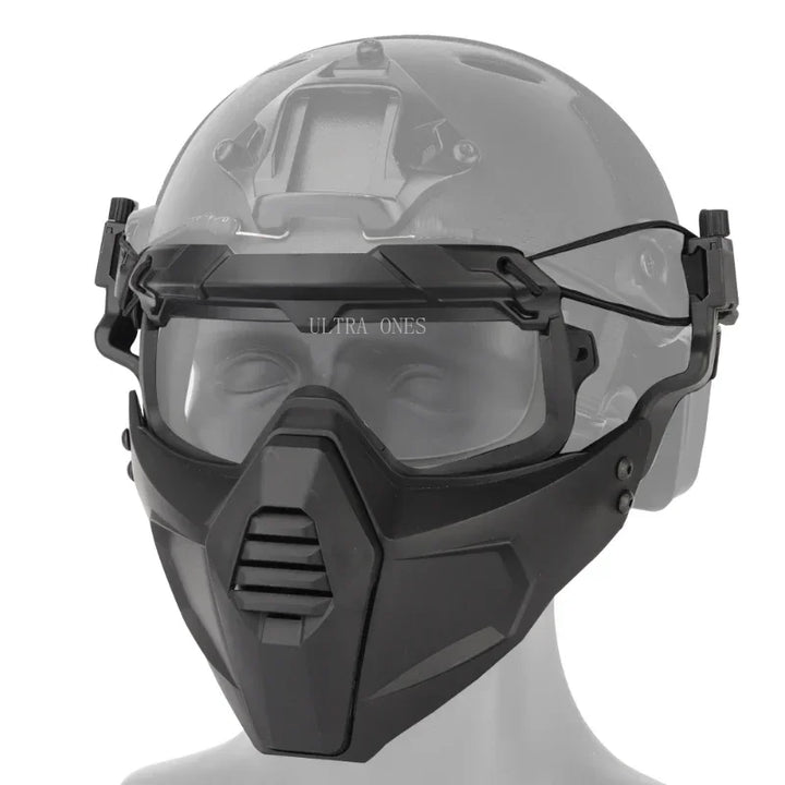 Premium Tactical FAST Helmet Half Face Mask with Flip Goggles – Hunting, Airsoft, Paintball Mask, Helmet Accessories for 