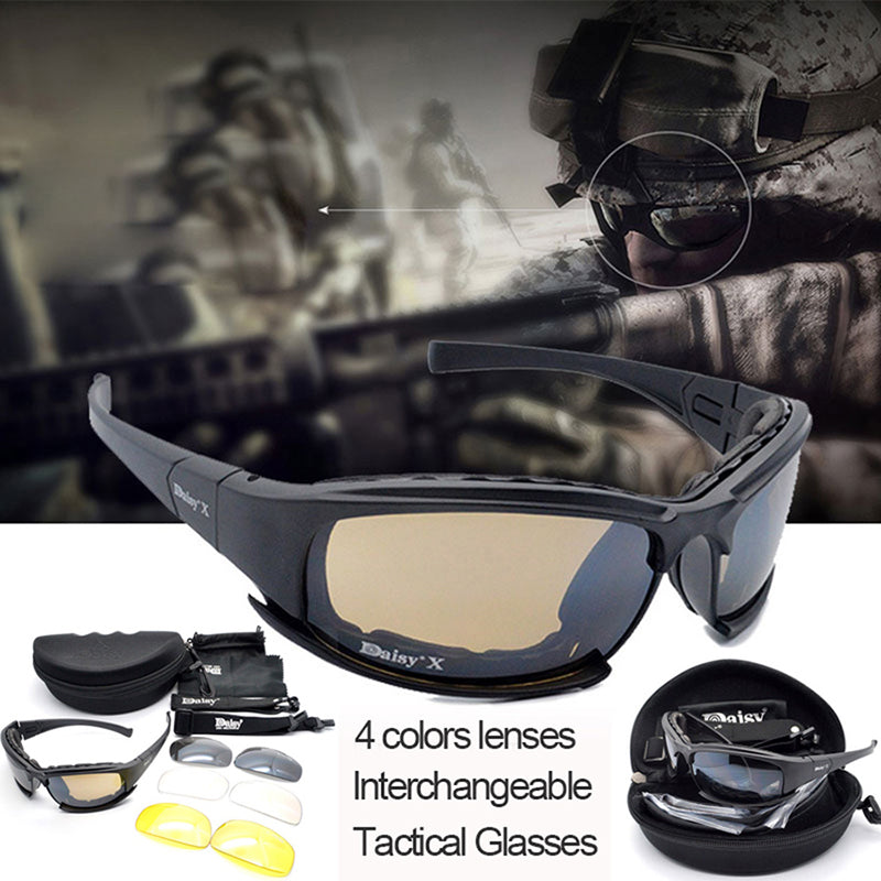 Premium Tactical Polarized Sport Glasses – UV Protection, Anti-Glare, 4 Lens Options for Shooting, Airsoft, Hunting, Hiking