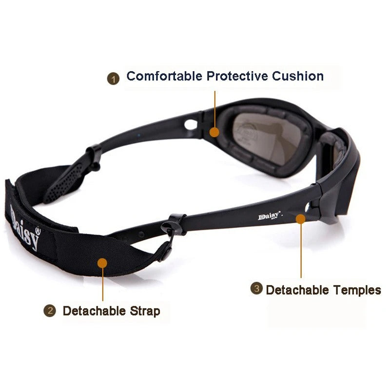 Premium Tactical Polarized Sport Glasses – UV Protection, Anti-Glare, 4 Lens Options for Shooting, Airsoft, Hunting, Hiking & Safety Eyewear - StrengthXPhysiotherapy