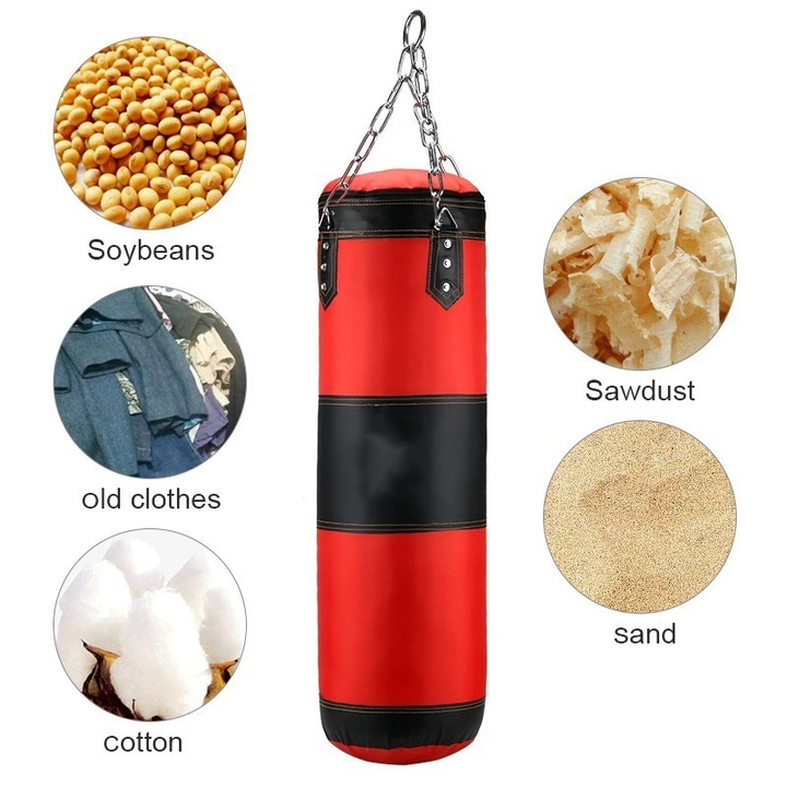 Premium Heavy Punching Sandbag – Durable Boxing Bag with Metal Chain Hook – Kick, Karate, Taekwondo Training – Includes Boxing Gloves, Wrist & Foot Guards, Shock-Absorbing Foam - StrengthXPhysiotherapy