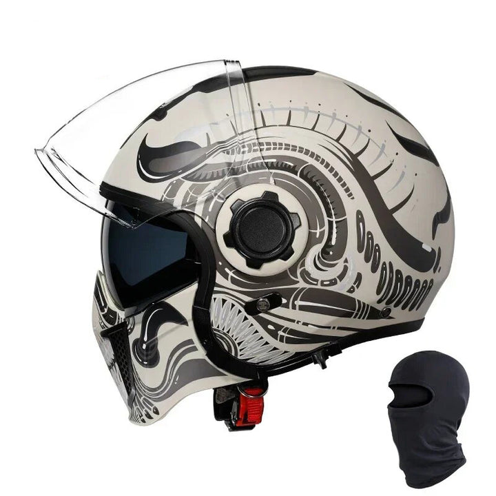 Premium Modular Motorcycle Helmet –Full Face & Open Face, Dual Lens, DOT ECE Approved, ABS Shell for Men & Women, Retro Style