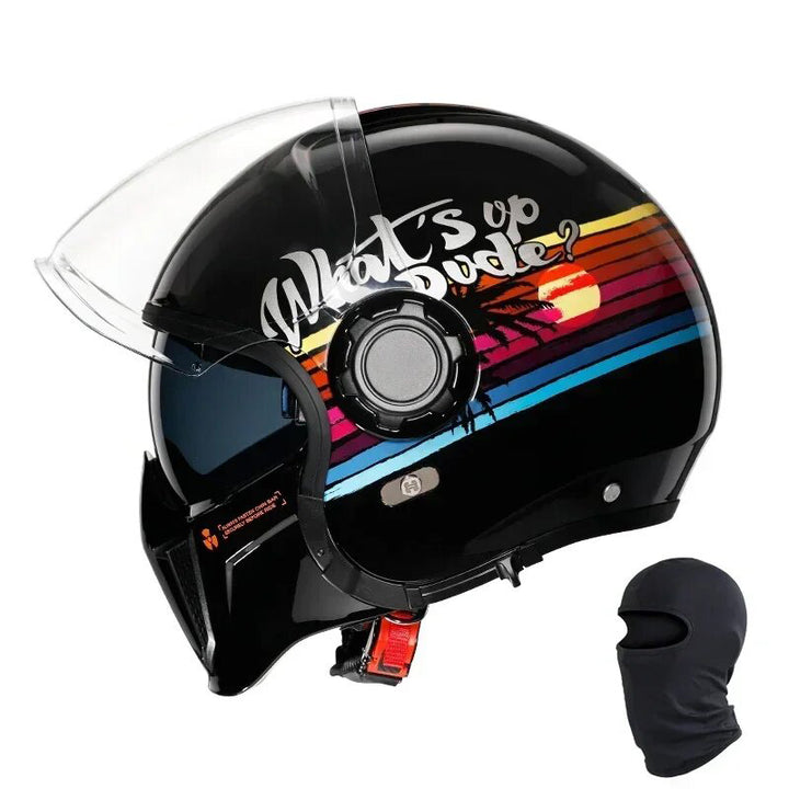 Premium Modular Motorcycle Helmet –Full Face & Open Face, Dual Lens, DOT ECE Approved, ABS Shell for Men & Women, Retro Style