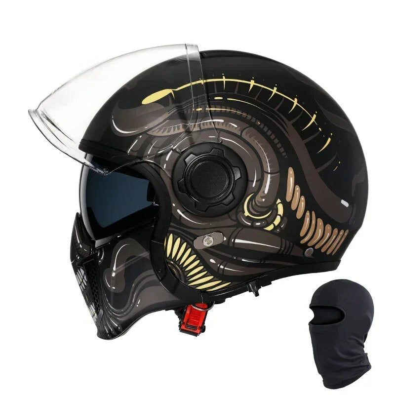 Premium Modular Motorcycle Helmet –Full Face & Open Face, Dual Lens, DOT ECE Approved, ABS Shell for Men & Women, Retro Style